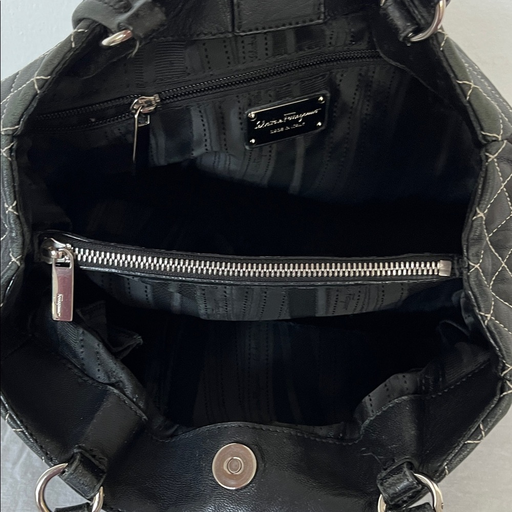 Ferragamo Black Quilted Leather Handbag - Picture 7 of 15